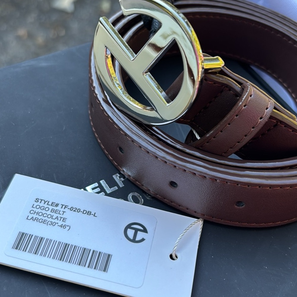Telfar Brown Belt with Gold Buckle